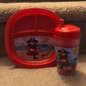 Pirate toddler cup and plate